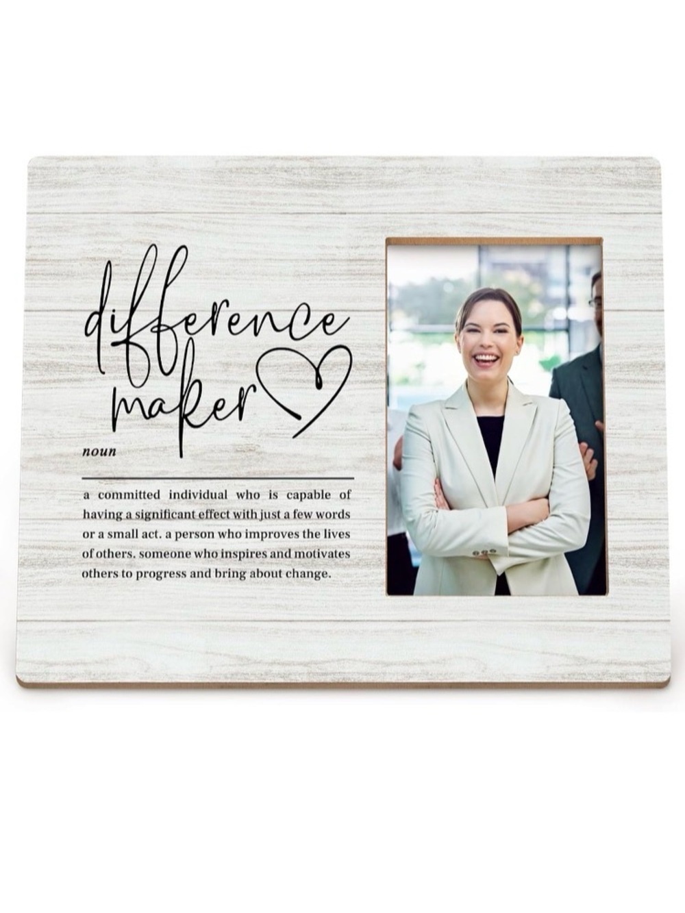 Difference Maker White Wood Photo Frame - Inspirational Home Accent
